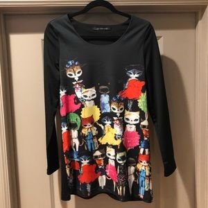 Black Cat Print Dress